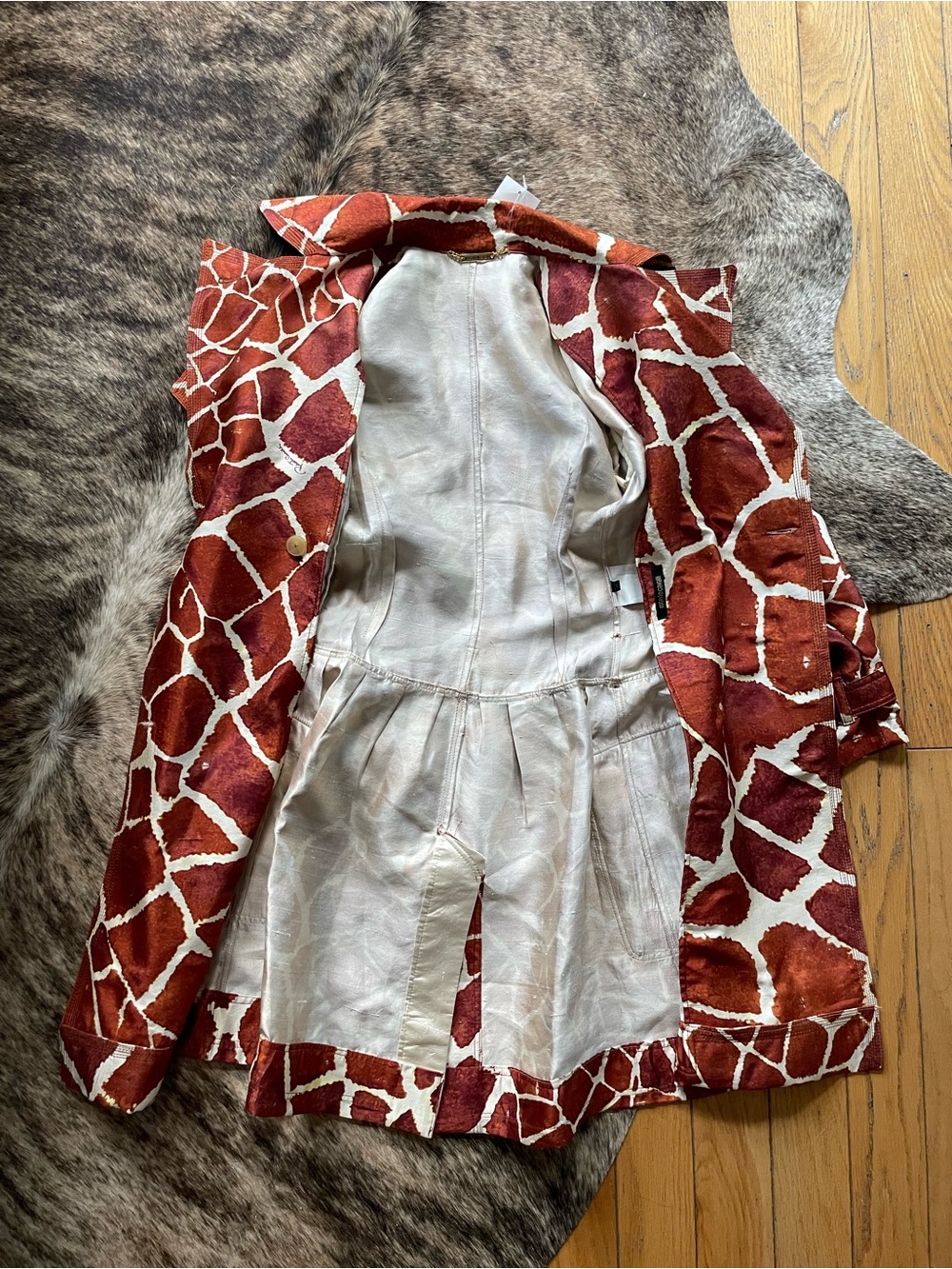 ROBERTO CAVALLI S/S 2006 Vintage Look #46 Giraffe Silk Trench Dress Coat 40IT - Picture 11 of 15